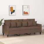 Canapea cu 3 locuri, maro, 180 cm, material textil GartenMobel Dekor