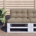 Perne de paleți, 2 buc., gri taupe, material textil GartenMobel Dekor