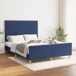 Cadru de pat fără saltea, albastru, 140x200 cm, textil GartenMobel Dekor