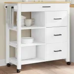 Cărucior de bucătărie „MONZA”, 84x40x90 cm, lemn masiv de pin GartenMobel Dekor