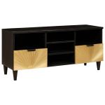 Cabinet TV Negru și Aur 100 x 33 x 46 cm Lemn masiv de mango GartenMobel Dekor