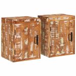 Noptieră 2 pcs Maro 35 x 33 x 48 cm Lemn Solid Recuperat GartenMobel Dekor