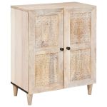 Bufet cu raft cu ușă Alb 60 x 33 x 75 cm Lemn masiv de mango GartenMobel Dekor