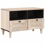 Cabinet TV cu sertar Alb 70 x 33 x 46 cm Lemn masiv de mango GartenMobel Dekor