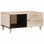 Masă de cafea cu raft Bej 80 x 50 x 40 cm Lemn masiv de mango GartenMobel Dekor
