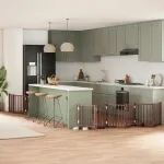 Poartă câini pliabilă cu ușă 9 panouri maro, 450 cm, lemn plop GartenMobel Dekor