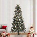 BraddeCrăciunartificial cu lumini cu bandă LED Verde 240cm PVC GartenMobel Dekor