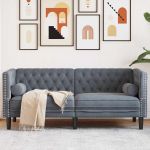 Canapea Chesterfield Gri închis 174 x 74.5 x 70.5 cm Catifea GartenMobel Dekor