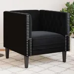 Scaun canapea Chesterfield Negru 71 x 74.5 x 70.5 cm Catifea GartenMobel Dekor