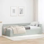 Cadru de pat colțar Altele cu headboard Gri deschis 80 x 200 cm GartenMobel Dekor