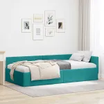 Cadru de pat colțar Altele cu headboard Turcoaz 90 x 190 cm GartenMobel Dekor