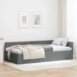 Cadru de pat colțar cu headboard Gri închis 80 x 200 cm GartenMobel Dekor