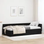 Cadru de pat colțar cu headboard Negru 90 x 200 cm GartenMobel Dekor