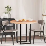 Placă de masă Maro deschis Ø 90 x 4 cm Lemn de stejar masiv GartenMobel Dekor