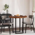 Placă de masă Maro închis Ø 80 x 4 cm Lemn de stejar masiv GartenMobel Dekor