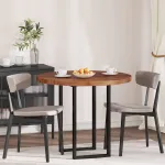 Placă de masă Maro închis Ø 90 x 4 cm Lemn de stejar masiv GartenMobel Dekor