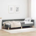 Cadru de pat colțar Altele cu headboard Gri închis 90 x 190 cm GartenMobel Dekor