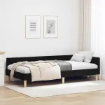 Cadru de pat colțar Altele cu headboard Negru 100 x 200 cm GartenMobel Dekor