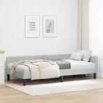 Cadru de pat colțar cu headboard Gri deschis 100 x 200 cm GartenMobel Dekor