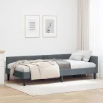 Cadru de pat colțar cu headboard Manual Gri închis 100 x 200 cm GartenMobel Dekor