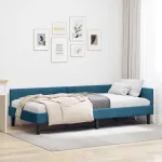 Cadru de pat colțar cu headboard Manual albastru 100 x 200 cm GartenMobel Dekor