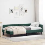 Cadru de pat colțar cu headboard Verde închis 100 x 200 cm GartenMobel Dekor