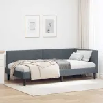 Cadru de pat colțar Altele cu headboard Gri închis 90 x 200 cm GartenMobel Dekor