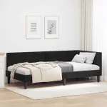 Cadru de pat colțar Altele cu headboard Negru 100 x 200 cm GartenMobel Dekor