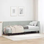 Cadru de pat colțar Gri deschis 80 x 200 cm Catifea GartenMobel Dekor