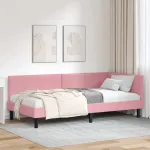 Cadru de pat colțar Roz 100 x 200 cm Catifea și lemn ingineresc GartenMobel Dekor