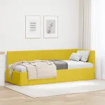 Cadru de pat colțar cu headboard Galben 80 x 200 cm Catifea GartenMobel Dekor