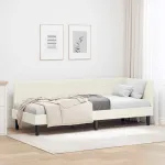Cadru de pat colțar cu headboard Crem 80 x 200 cm Catifea GartenMobel Dekor