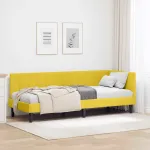 Cadru de pat colțar cu headboard Galben 80 x 200 cm Catifea GartenMobel Dekor