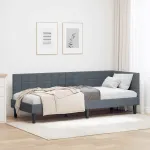 Cadru de pat colțar cu headboard Gri închis 80 x 200 cm Catifea GartenMobel Dekor
