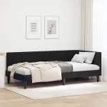 Cadru de pat colțar cu headboard Negru 90 x 190 cm Catifea GartenMobel Dekor