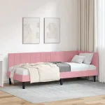 Cadru de pat colțar cu headboard Roz 80 x 200 cm Catifea GartenMobel Dekor