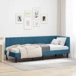 Cadru de pat colțar cu headboard albastru 80 x 200 cm Catifea GartenMobel Dekor