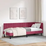 Cadru de pat colțar cu headboard bordo 80 x 200 cm Catifea GartenMobel Dekor