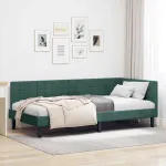 Cadru de pat colțar Verde închis 100 x 200 cm Catifea GartenMobel Dekor