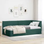 Cadru de pat colțar Verde închis 80 x 200 cm țesătură GartenMobel Dekor