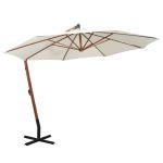 Umbrelă de soare suspendată cu stâlp de lemn, 350 cm, alb GartenMobel Dekor