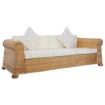 Canapea de 3 locuri cu perne, natural, ratan GartenMobel Dekor
