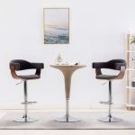 Scaune de bar, 2 buc., gri, lemn curbat și material textil GartenMobel Dekor