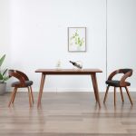 Scaune de bucătărie, 2 buc, gri închis, lemn curbat și textil GartenMobel Dekor
