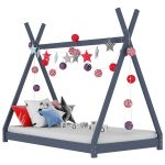 Cadru de pat pentru copii, gri, 90 x 200 cm, lemn masiv de pin GartenMobel Dekor