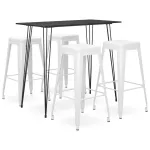 Set mobilier de bar, 5 piese, negru și alb GartenMobel Dekor