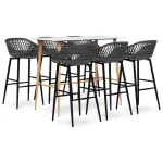 Set mobilier de bar, 7 piese, alb și gri GartenMobel Dekor