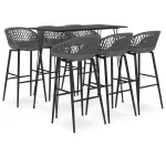 Set mobilier de bar, 7 piese, negru și gri GartenMobel Dekor