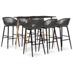 Set mobilier de bar, 7 piese, negru și gri GartenMobel Dekor