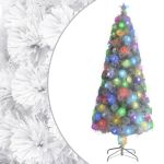 Brad de Crăciun artificial pre-iluminat alb 180 cm fibră optică GartenMobel Dekor
